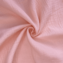 Ткань Муслин Жатый, цвет Нежно-Розовый (на отрез)  в Чайковском