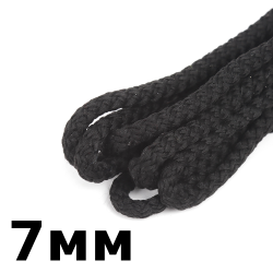 Шнур с сердечником 7мм, цвет Чёрный (плетено-вязанный, плотный)  в Чайковском